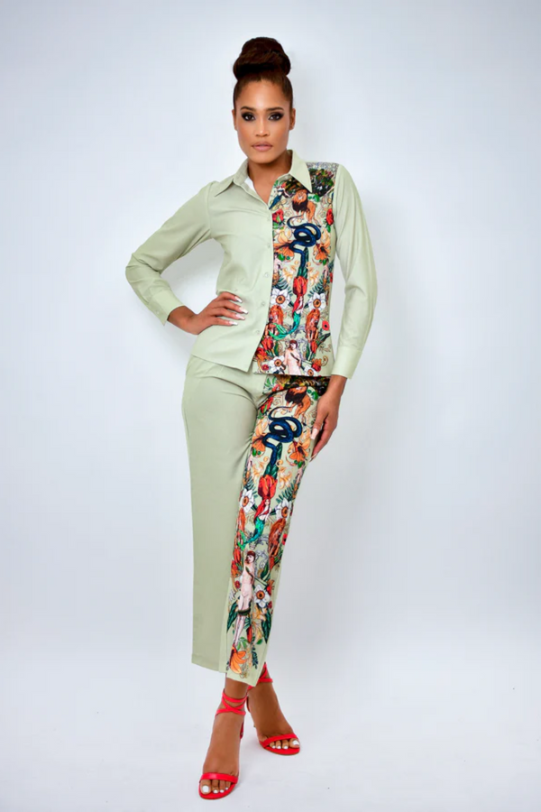 Mix And Match Two Piece Pant And Shirt Multi Collor