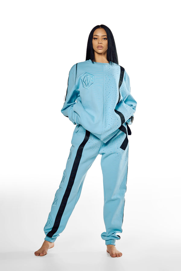 light blue  Ladies Crewneck  , Powder Blue  track suite