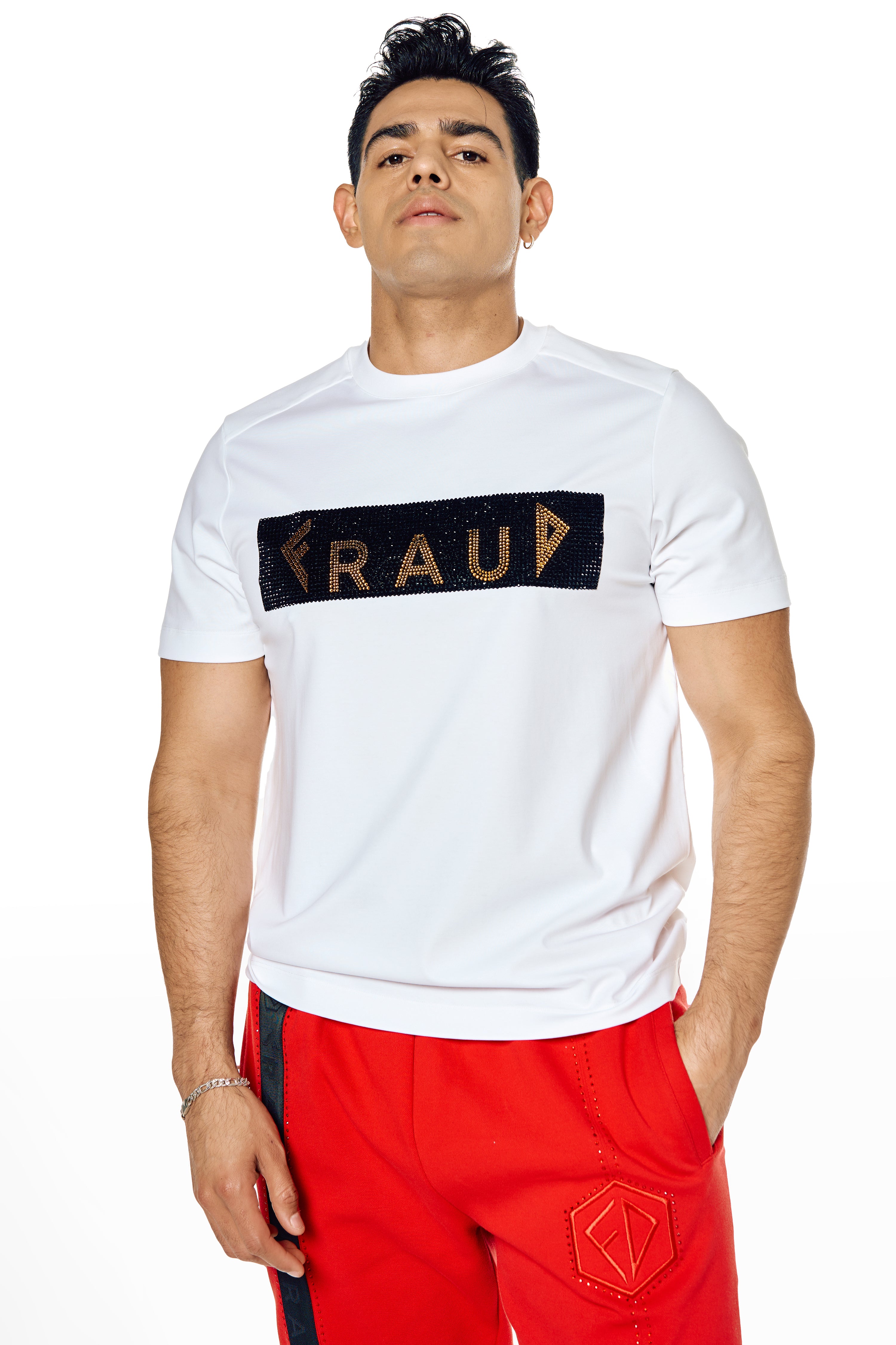 White t-shirt with crystal logos