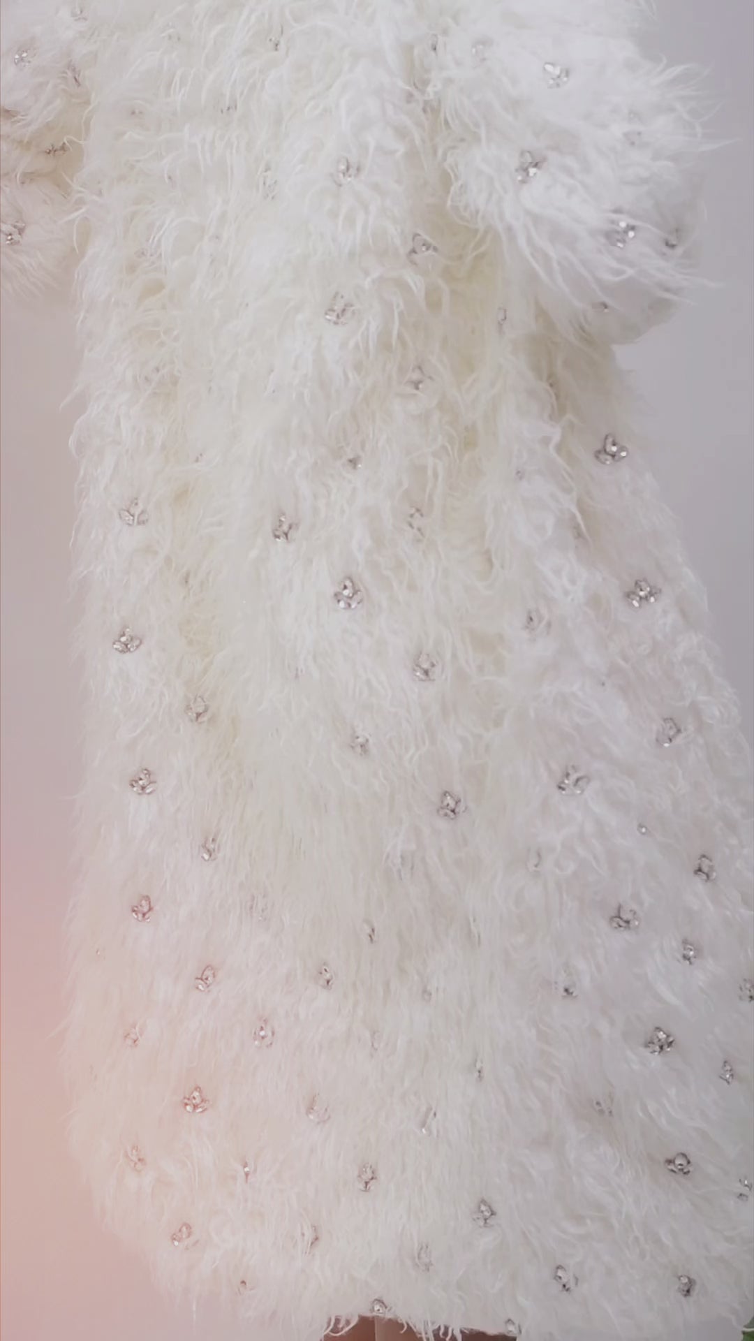 white crystal beaded FAUX COAT